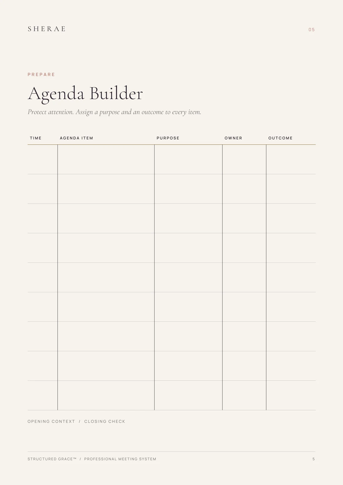 The Agenda Builder page from Professional Meeting System™